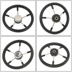 New Stainless Steel Yach Steering Wheel with PU Foam 5 Spoke 13-7/8 Inch?Black?