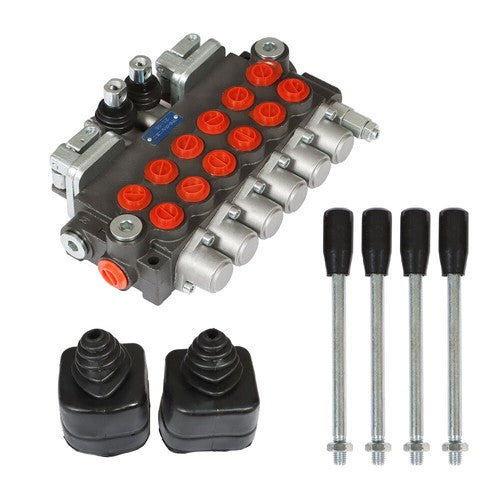 Hydraulic Backhoe Directional Control Valve w/ 4 Joysticks 6 Spool 11 GPM New