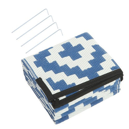 Outdoor Plastic Straw Rug For Camping Outdoor Carpet 5x9FT Navy Blue White
