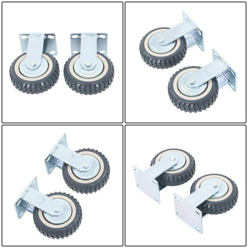4 pieces of gray PU straight wheel polyurethane swivel wheels 2 straight wheels