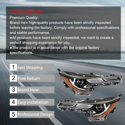 Left+Right Side Headlights Headlamps Black Housing For Toyota Corolla 2020 2021