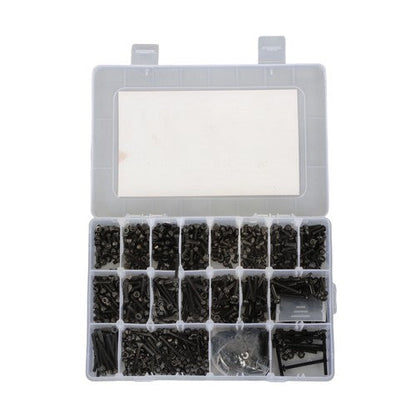 1590-Piece M3 Screw Kit with Hex Button & Socket Head Bolts, Nuts, and Washers