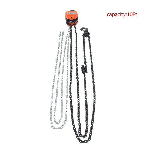 Hand chain hoist carbon steel orange 2 tons/4400 lbs 10 feet 360° swivel hook