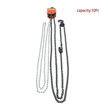 Hand chain hoist carbon steel orange 2 tons/4400 lbs 10 feet 360° swivel hook