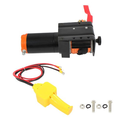 Electric Winch Black+Orange 2000lbs 12VDC/1.1HP Motor 0.18in*50ft Synthetic Rope
