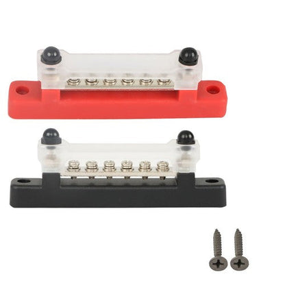 Bus Bar Power Distribution Terminal Block Red & Black 6 Way 48V 150A Busbar