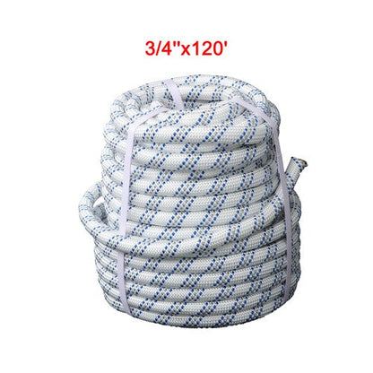 3/4" x 120' Double Braided Polyester Rope 3200 Lbs Breaking Strength For Swing
