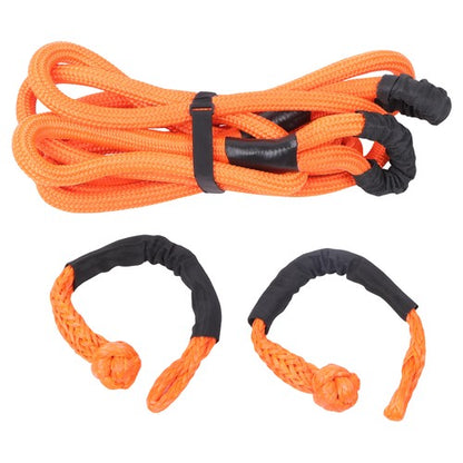 1"×20ft Kinetic Recovery Tow Rope Heavy Duty Energy Rope w/2 Soft Shackle Orange