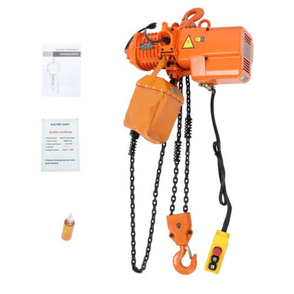 1 Ton Electric Chain Hoist, Single Phase 2200Lbs 10ft Lift Height G80 110V 750W