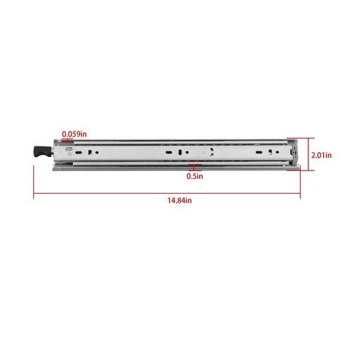 1 Pair 14 inch Drawer Slides 150 lbs Load Capacity Side Mount Extension