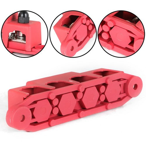 Red 4 Post Busbar Bus Bar Power Distribution Block With Cover 5/16" 12V 250A