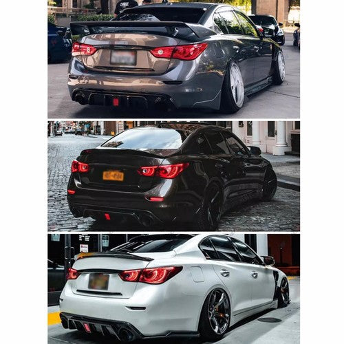 Rear Bumper Diffuser W/ LED Brake Light for 2014-2017 for Infiniti Q50 Black