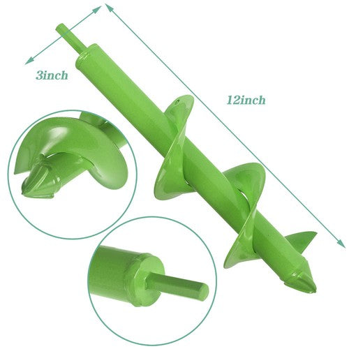 DIY Garden Auger Lime- 3"x12" Drill Bit Hole Digger With Thickened Spirals Green
