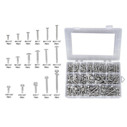 425PC 410 Stainless Steel Self-Tapping Screws #8#10 Self-Drilling Assortment Kit