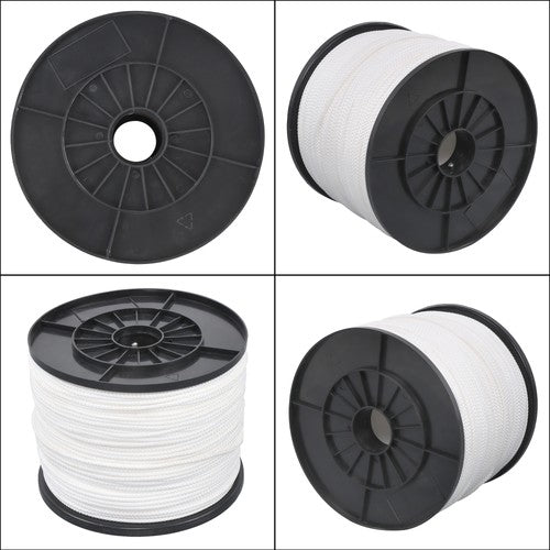 1/8 Inch Hollow Braid Polypro Rope 1000FT 350 Pounds Tensile Strength White