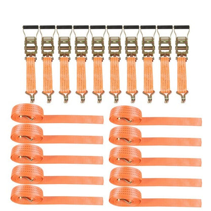 (10) 1.5" x15' 4000lb Ratchet Tie Down Cargo Straps J Hooks Heavy Duty Tie Downs
