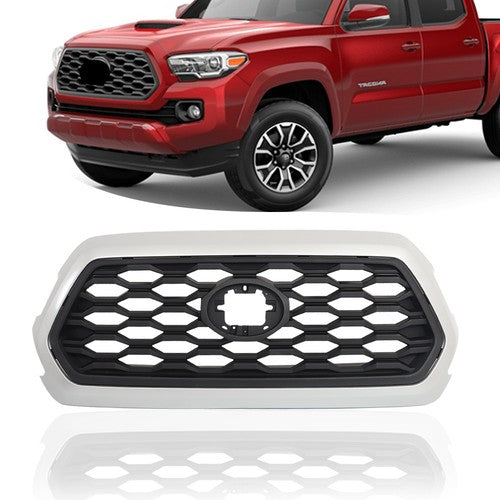 Plastic Silver Bezel Fit For Toyota Tacoma 2016-2021 Front Upper Grille Assembly