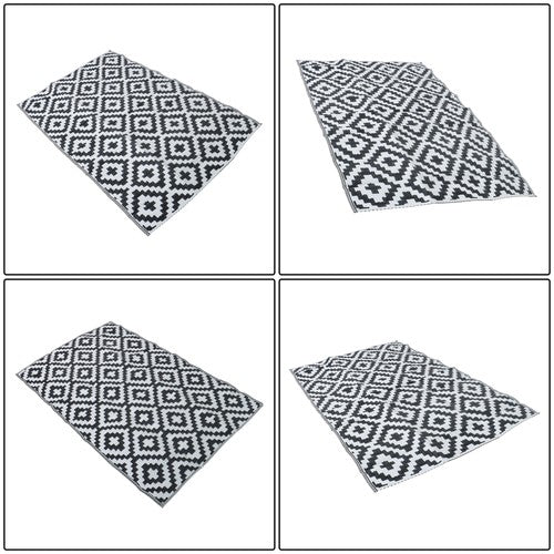 Black & White 4x6FT Waterproof Outdoor Rug Outdoor Carpet For Patio Backyard