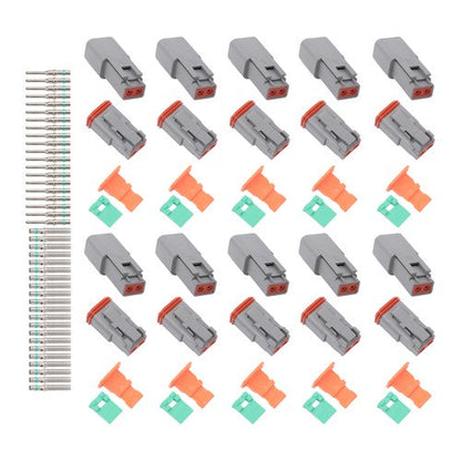 2 Pin Connector 10 Sets DT04-2P DT06-2S with Solid Contacts 14-20AWG