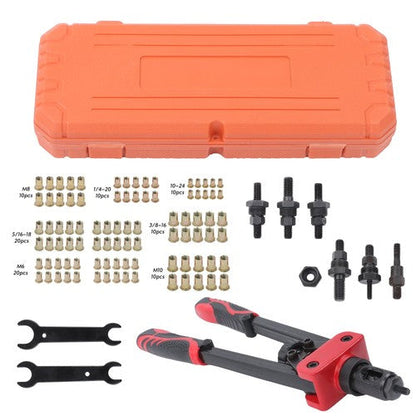 Rivet Nut Tool Kit,14" Rivnut Tool Kit with 100PCS Rivet Nuts,7 Metric Mandrels