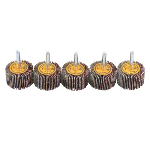 5 Pack 1-1/2" x 1" x 1/4" Shank Mounted Flap Wheels 60 Grit Aluminum Oxide