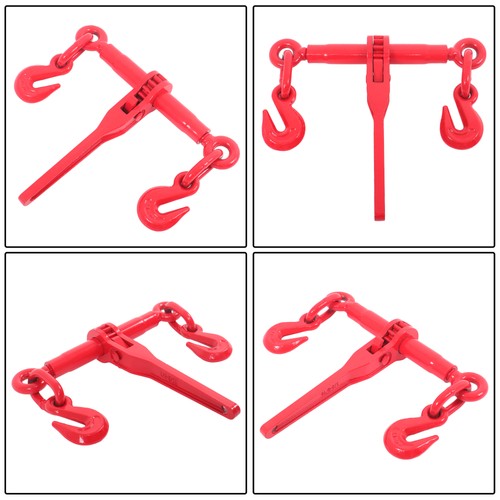 Red 1/4in-5/16in G70 7800lbs W/G70 Grab Hook Adjustable Chain Binders ×2 Steel
