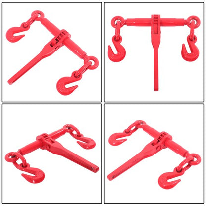Red 1/4in-5/16in G70 7800lbs W/G70 Grab Hook Adjustable Chain Binders ×2 Steel