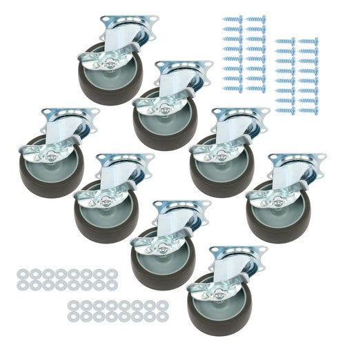 8 Pack 3 Inch Universal Caster Wheels Heavy Duty Casters with Side Brake Grey