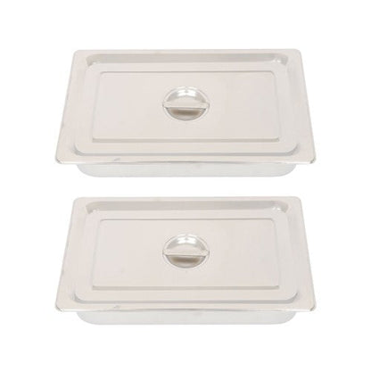 Restaurant Steam Table Pans 2 Pack Full Size 4 Inch Deep Thickened with Lid