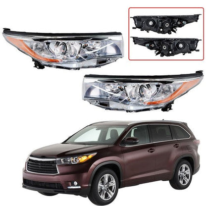 Front Headlights Headlamps For Toyota Highlander 2014-2016 Left+Right Side Clear
