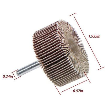 Aluminum Oxide Shank Mounted Flap Wheels, 2" x 1" x 1/4", 120 Grit - 5 Pack