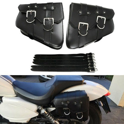 New For Sportster 883 Dyna Moto PU Leather Luggage Tool Saddlebag Saddle Bags