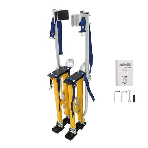 24"-40" Aluminum Drywall Tool Yellow Adjustable Height Stilts For Painter Taping