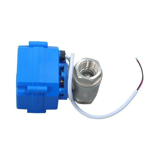 Solid Motorized Ball Valve 1/2in Full Port SS 9-24V AC/DC NC Auto Return
