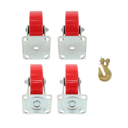 4 Pack Swivel Caster Wheels 6" × 2" Polyurethane 4800Lbs (2 Swivel & 2 Rigid)