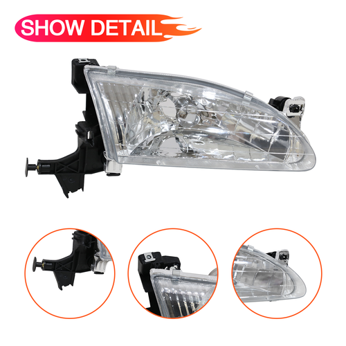 Chrome Headlights Driver Side LH for 1998-2000 for Toyota Corolla 1.8L