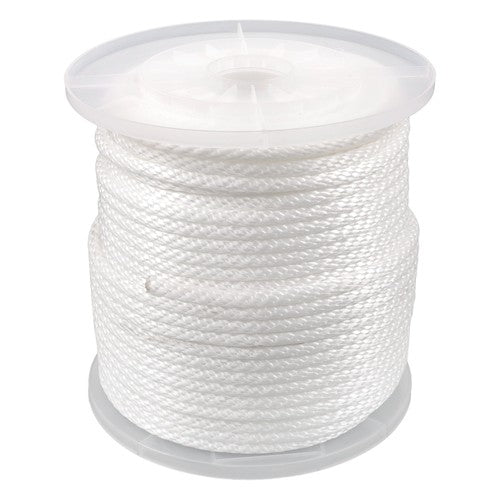 5/16 Inch 250ft White Nylon Solid Braid Rope | High UV & Abrasion Resistance