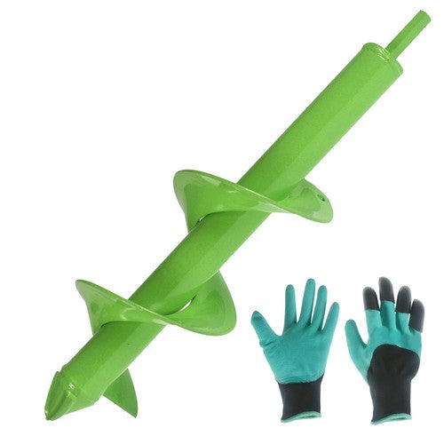 DIY Garden Auger Lime- 3"x12" Drill Bit Hole Digger With Thickened Spirals Green