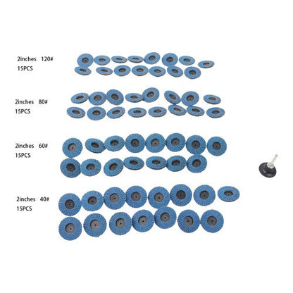 60 PCS 40/60/80/120 Grit 2 Inch Mixed Sanding Discs Set with 1/4" Holder