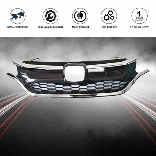 Front Grille Upper Trim & Lower Grille For Honda CRV 2015-2016 Black Plastic