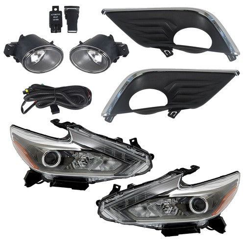 LED Headlights Replacement For 2016-2018 Nissan Altima Halogen Fog Lights L+R