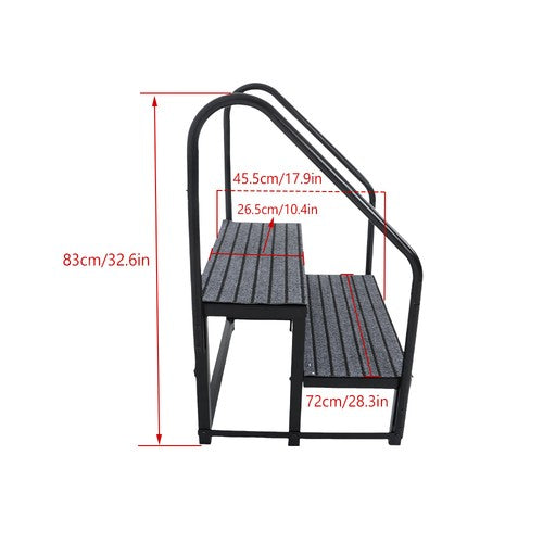 660lbs 2 Step RV Stairs Load Capacity Step Ladder Outdoor RV Steps (w/ Handrail)