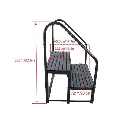660lbs 2 Step RV Stairs Load Capacity Step Ladder Outdoor RV Steps (w/ Handrail)