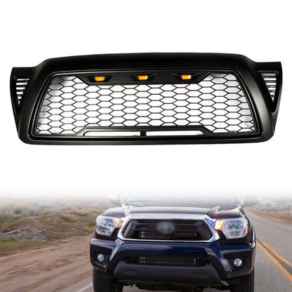 Black Plastic Front Upper Bumper Grille W/ LED For Toyota Tacoma 2005-2011