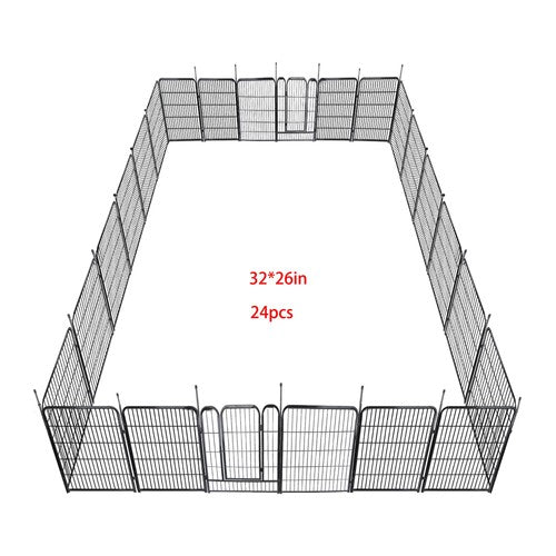 24 Panels 32x26 inch Dog Playpen Crate Fence Pet PlayPen Exercise Cage