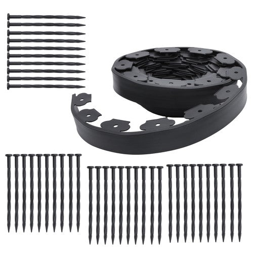 Lawn Border L-shaped Lawn Garden Edging Kit 40FT With 40Pcs Anchoring Spikes