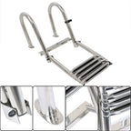 New Stainless Steel Telescoping Boat Ladder 4 Step Foldable Hand armrest