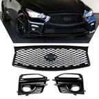 Front Bumper Black Grille Fog Light Cover for 2014-2017 for Infiniti Q50 Sport