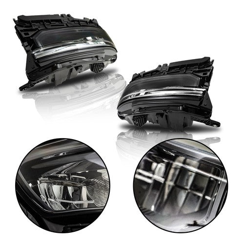 For Grand Cherokee 2021-2024 (w/o Animation & Leveling) Pair Headlamps LED Black