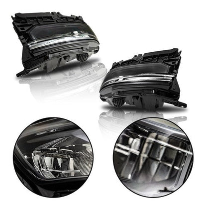 For Grand Cherokee 2021-2024 (w/o Animation & Leveling) Pair Headlamps LED Black